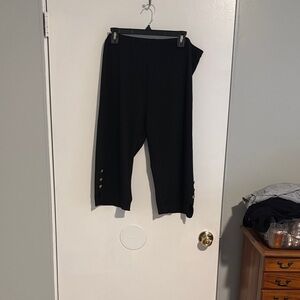 Black Cropped Pants with Button Detail